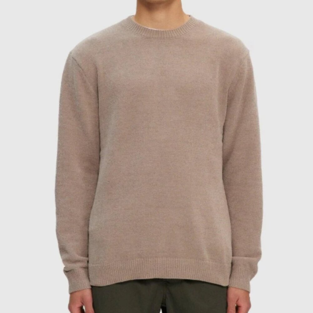 Kuwalla Beige Textured Knit Crewneck Sweater
